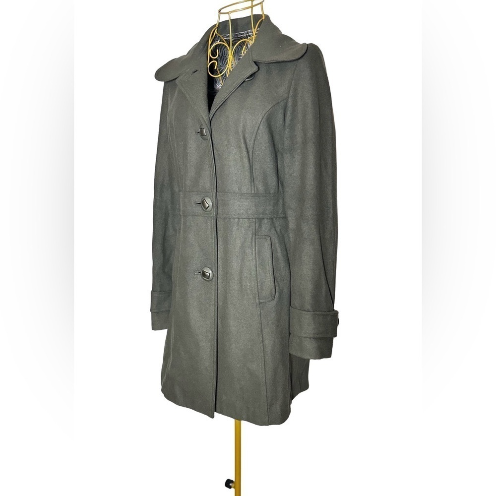 Tulle X Anthropologie Wool Blend Pea Coat in Gray, Gorgeous Buttons & Pockets, S